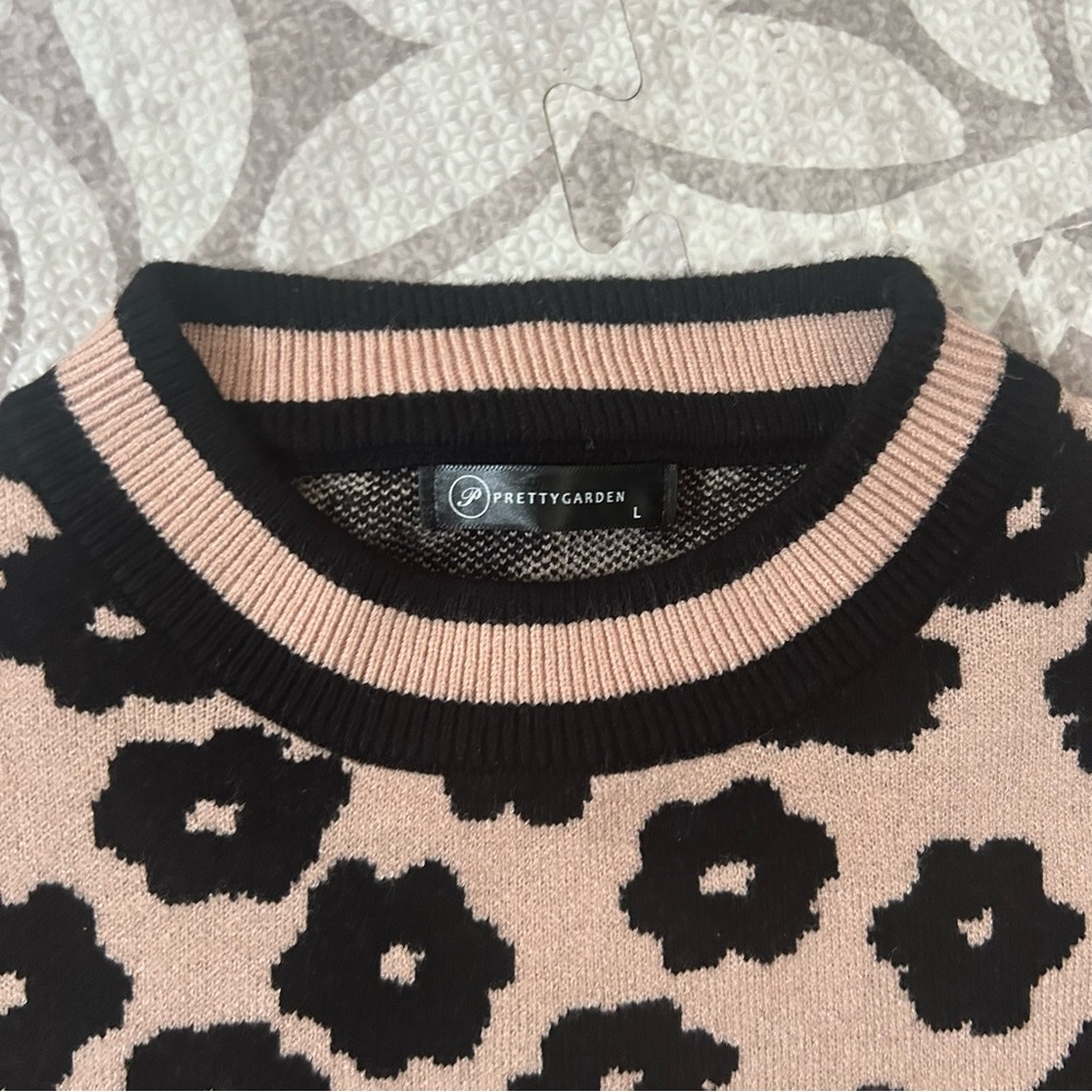 PRETTYGARDEN Women's Knit Floral Print Sweater Crewneck Long Sleeve- Size L - Picture 3 of 11